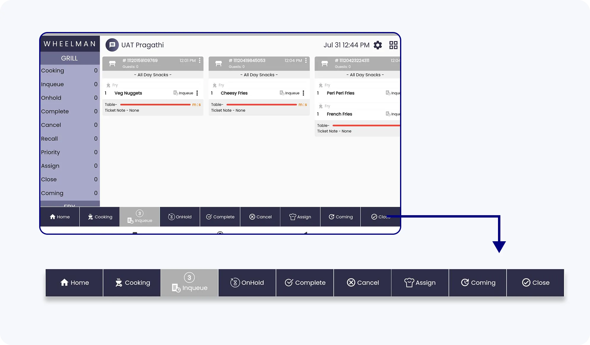 Wheelman-Update Kitchen Order